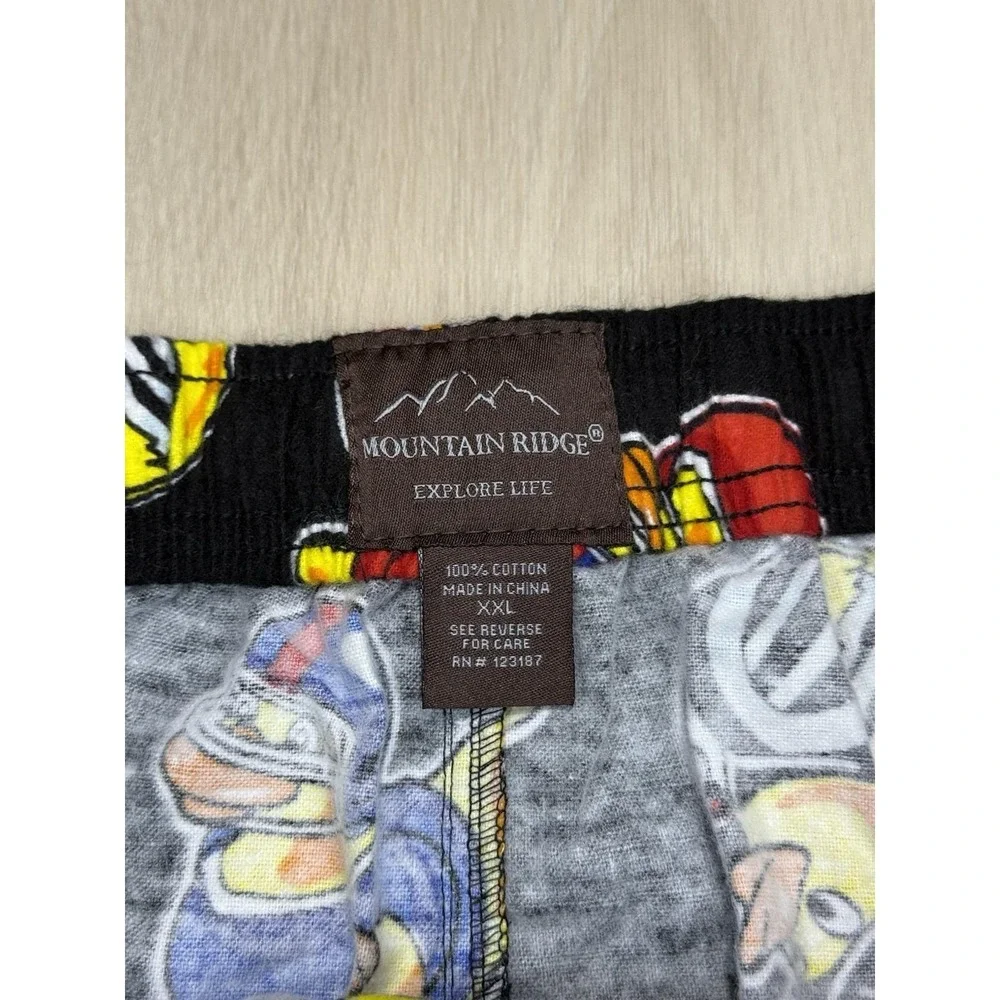 Mountain Ridge Men's Duck‎ Football Print Lounge Pants XXL Black Cotton NWT PJs